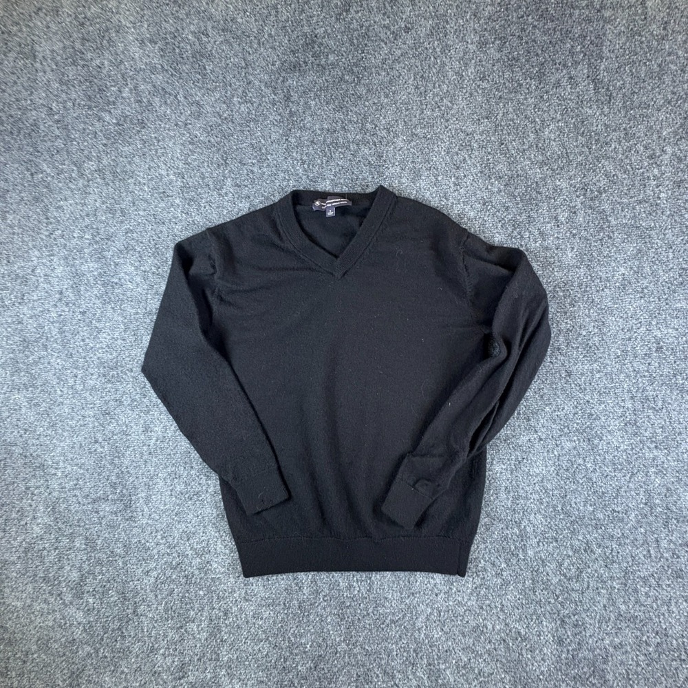 Hart Schaffner Marx Sweater Womens Small Black Extra Fine Merino Wool Slim Fit